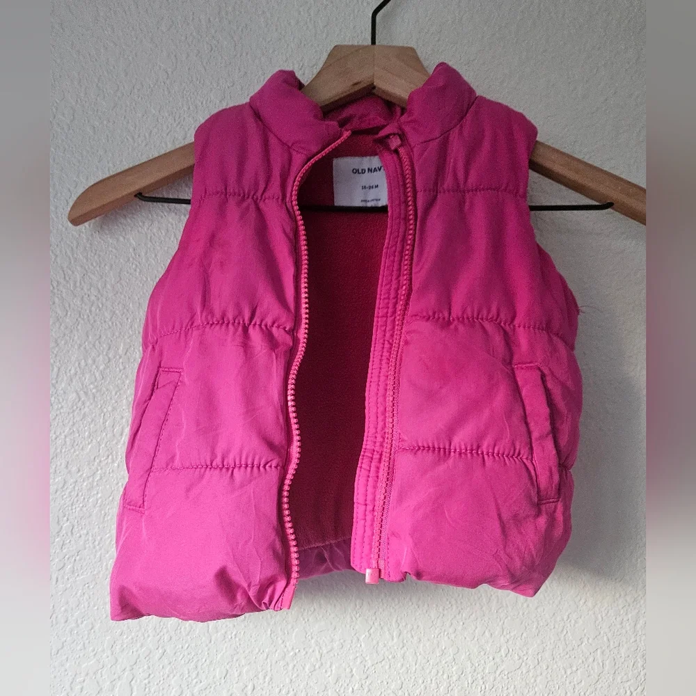 old navy pink vest, 18 - 24 months